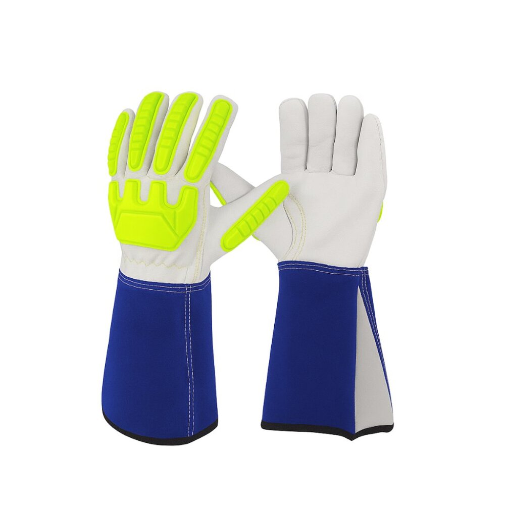 PAKNADA Cow Leather Welding Gloves TPR 14Inch Heat Flame Resistant Safety Gloves